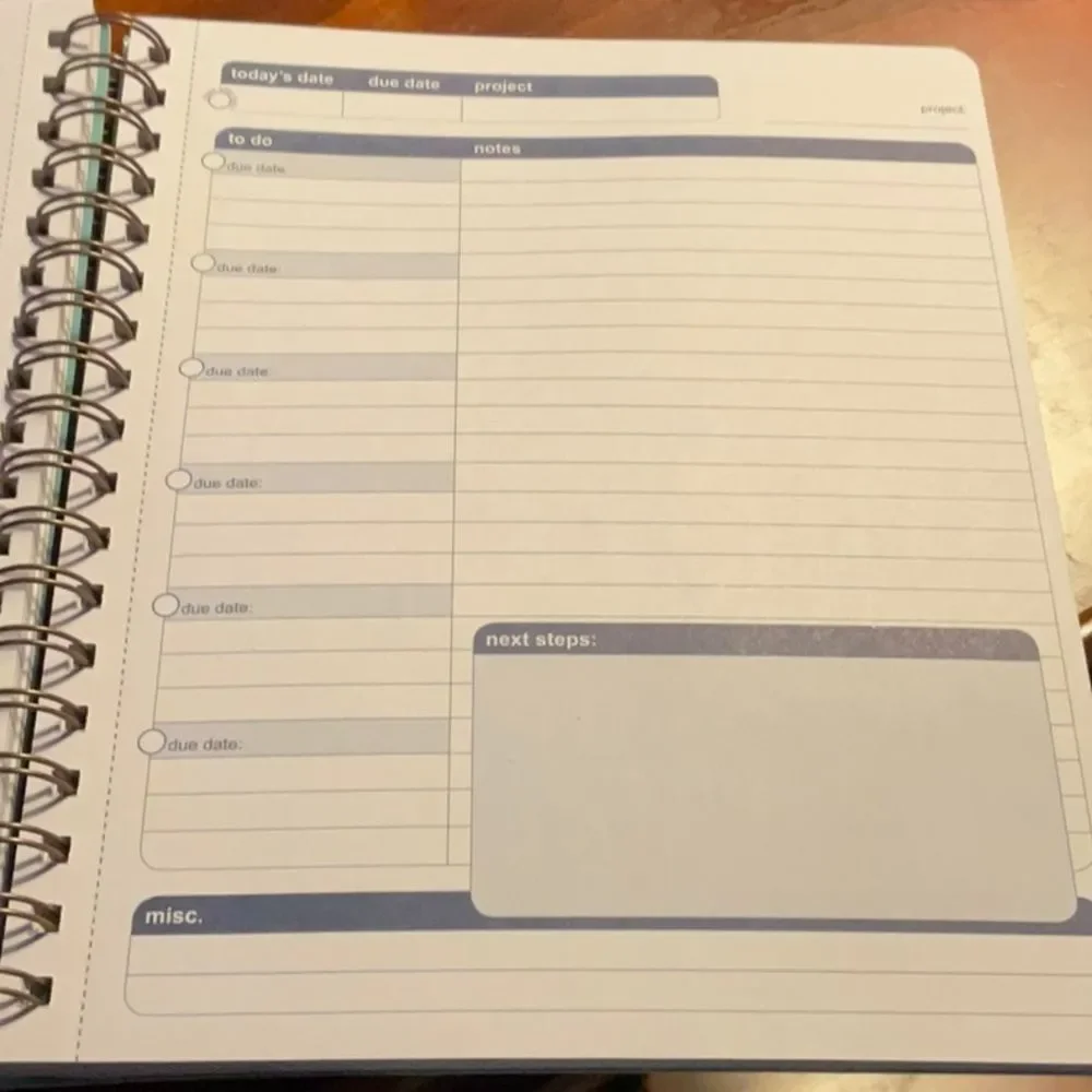 Project Planner Spiral Notebook Planner New with Tags